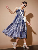 Myshka Women Blue Geometric Dresses - Distacart