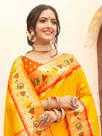 Shree Shyam Fashion Silk Blend Yellow Saree - Distacart
