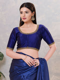 Joban Fashion Women Silk Navy-Blue Stitched Blouse