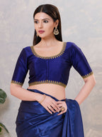 Joban Fashion Women Silk Navy-Blue Stitched Blouse