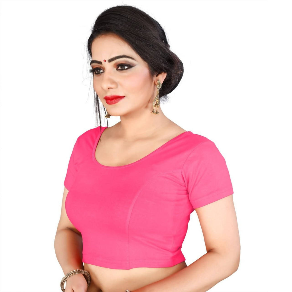 Vamika Beautiful Pink Lycra Plain Blouse - Distacart