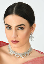 Mominos Fashion Johar Kamal Silver-Plated American Diamond White Choker Set - Distacart