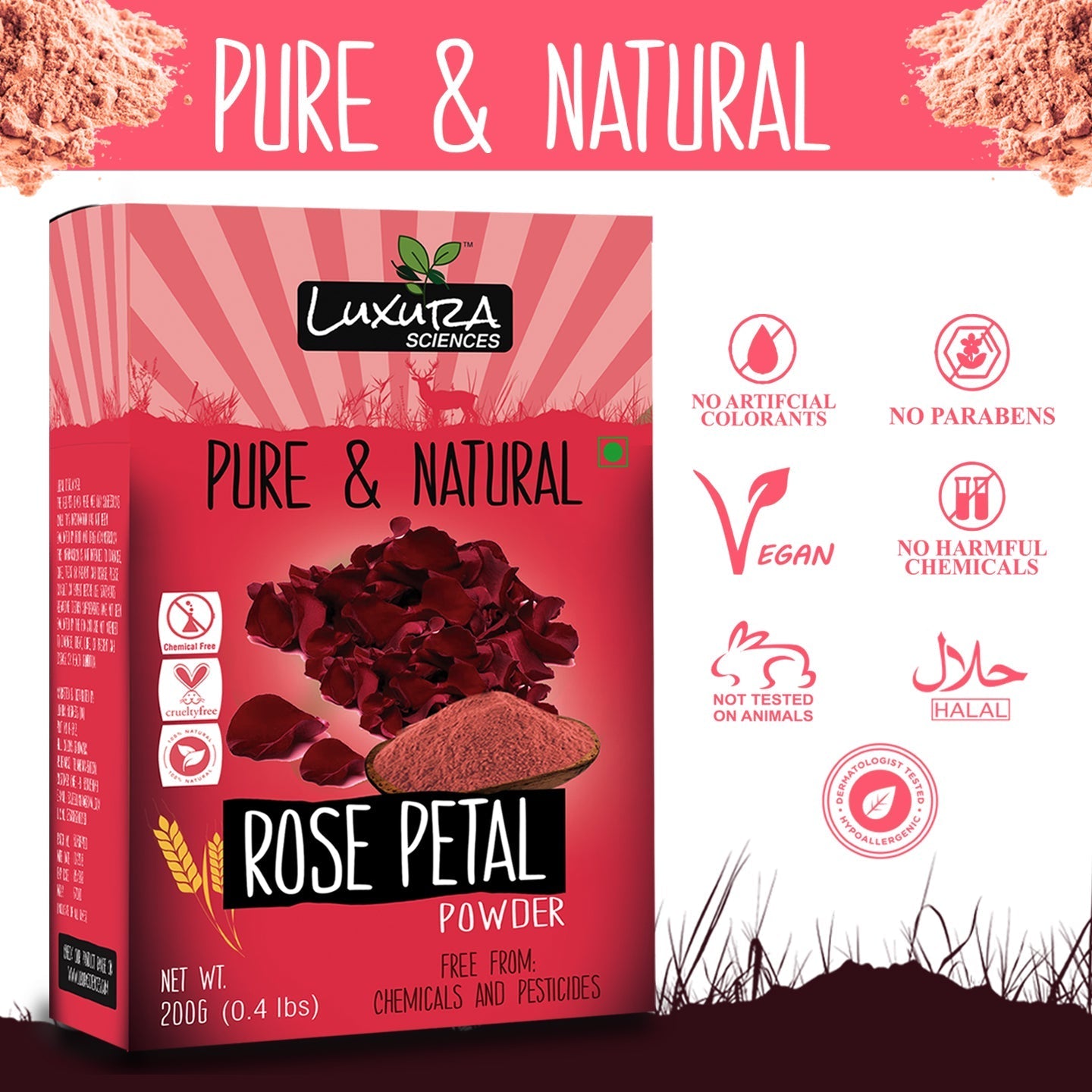 Luxura Sciences Rose Petal Powder For Skin