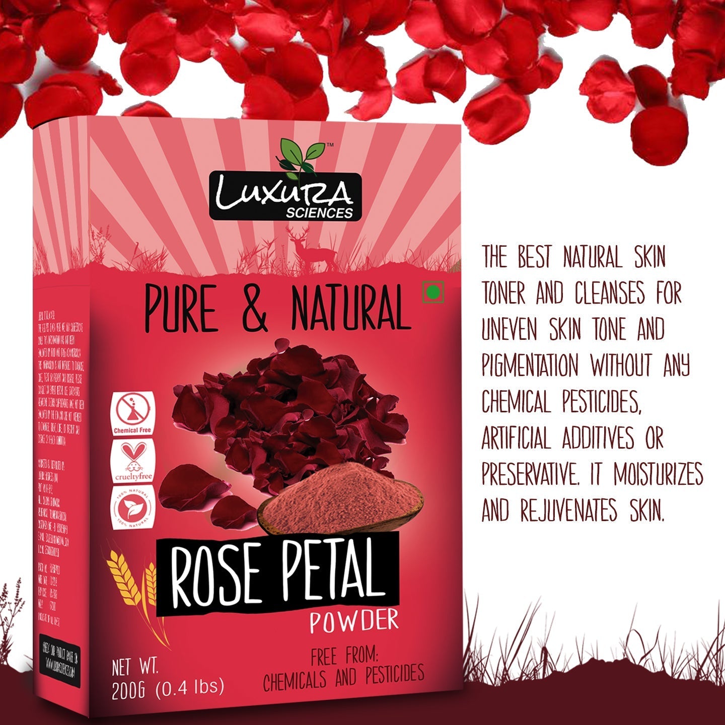 Luxura Sciences Rose Petal Powder For Skin