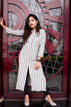 Jompers Women Grey & Off-White Striped Cotton Straight Kurta - Distacart