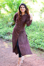 Jompers Women Brown self design straight Kurta - Distacart