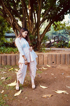 Jompers Women Orange and White Striped Kurta with Dhoti Pants - Distacart
