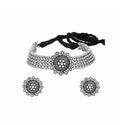 Rhodium-Plated Alloy Silver Beaded Choker Necklace - The Pari