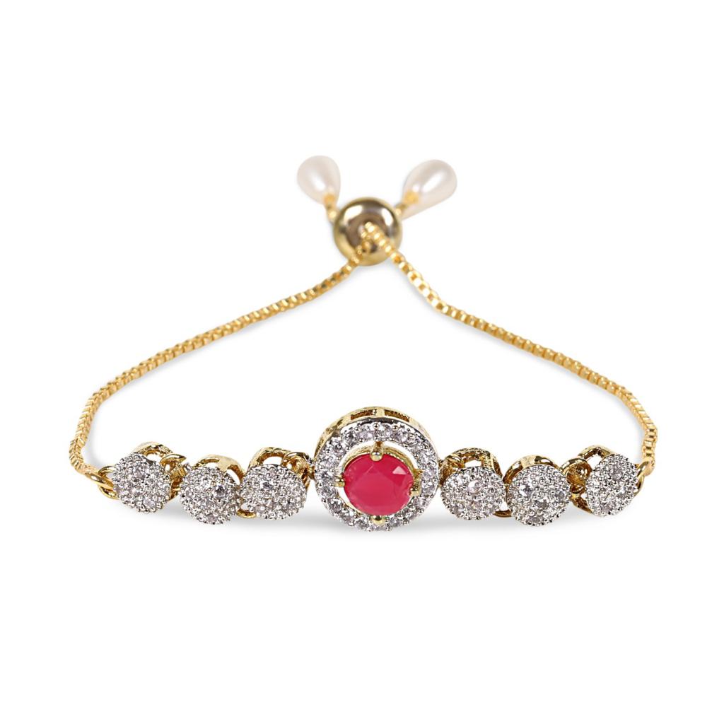 Rhodium-Plated Alloy American Diamond Studded Designer Bracelets - The Pari - Distacart