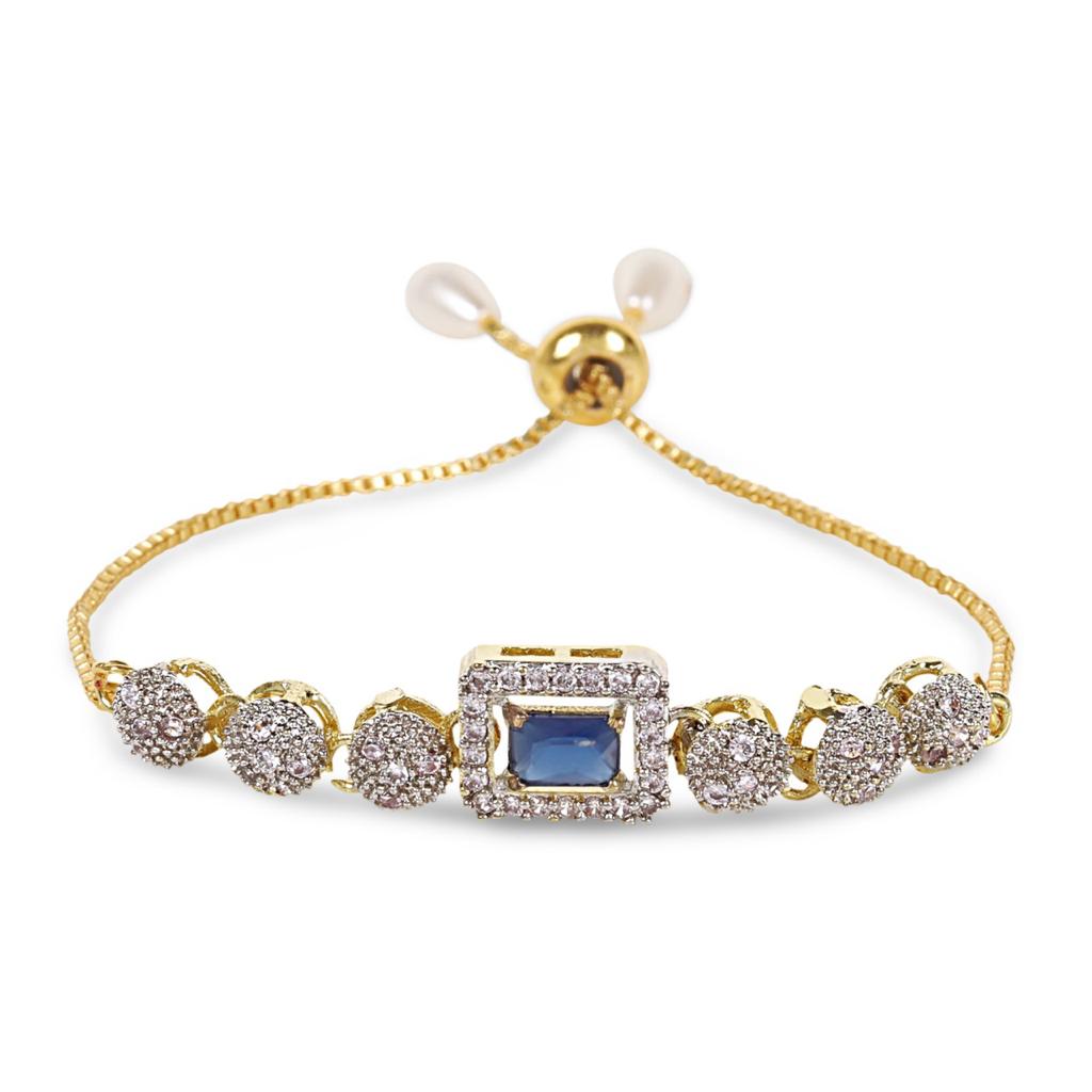 Rhodium-Plated Alloy American Diamond Studded Designer Bracelets - The Pari - Distacart