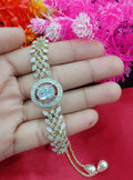 Rhodium-Plated Alloy American Diamond Studded Designer Bracelets - The Pari - Distacart