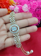 Rhodium-Plated Alloy American Diamond Studded Designer Bracelets - The Pari - Distacart