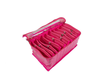 Asmaani Satin 10 Pink Pocket Jewellery Organizer
