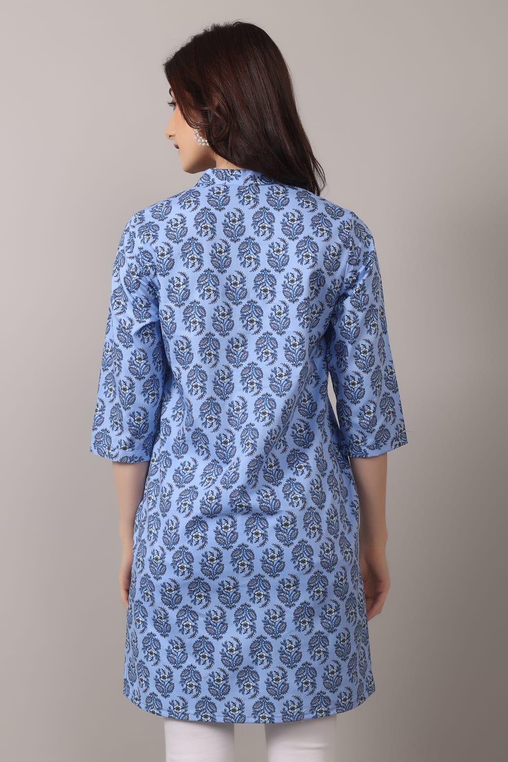 Jaitra Apparels Women Printed Pure Cotton Straight Kurta (Sky Blue) - Distacart