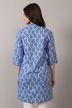 Jaitra Apparels Women Printed Pure Cotton Straight Kurta (Sky Blue) - Distacart