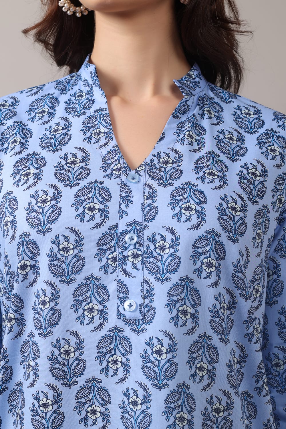 Jaitra Apparels Women Printed Pure Cotton Straight Kurta (Sky Blue) - Distacart