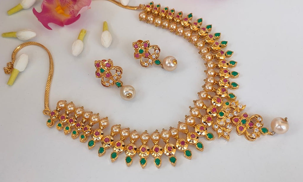 Multicolor Uncuts Bridal Jewelry With Earrings - Distacart