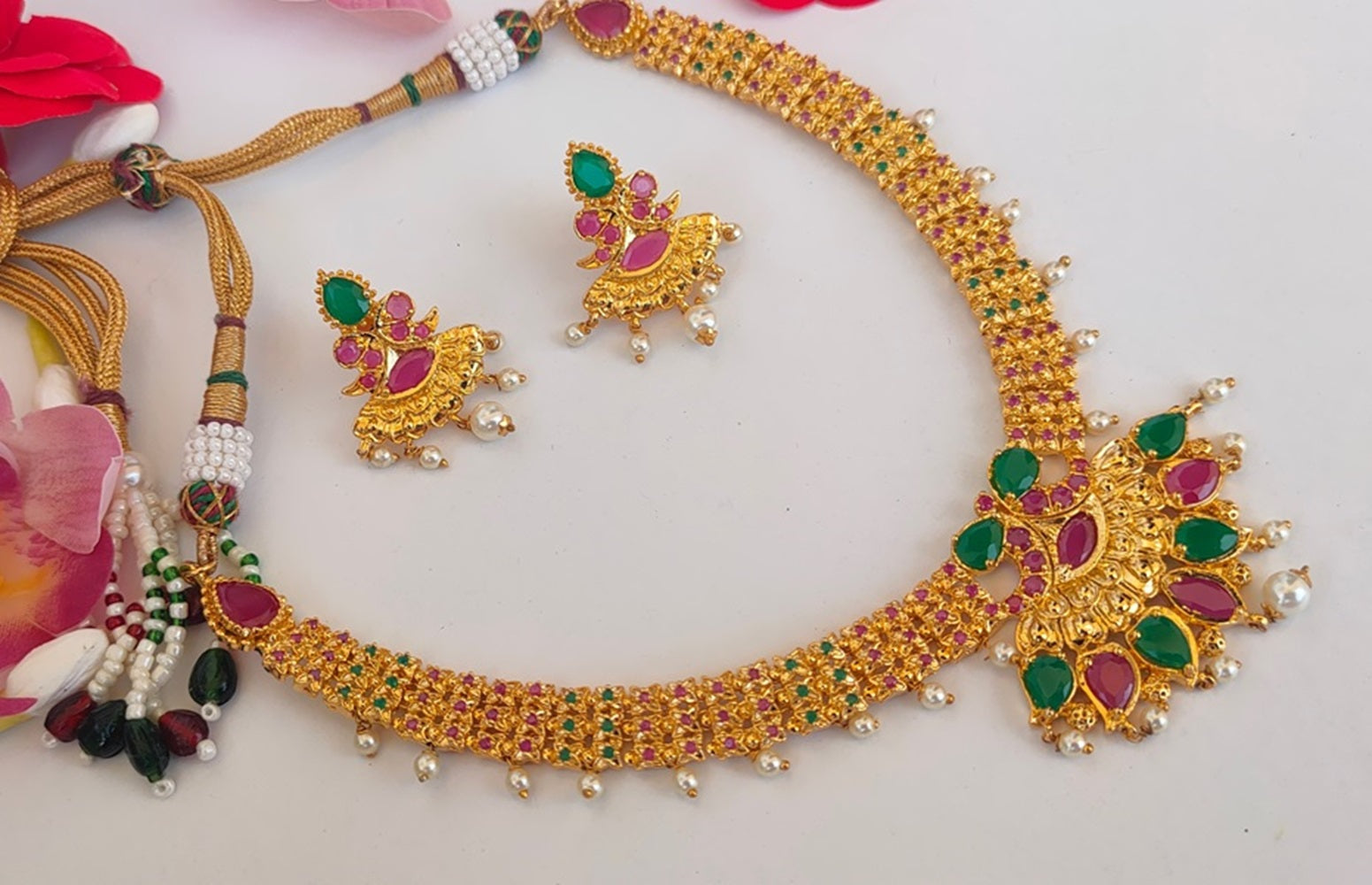 Ruby Emeralds Gold Plated Bridal Jewelry - Distacart