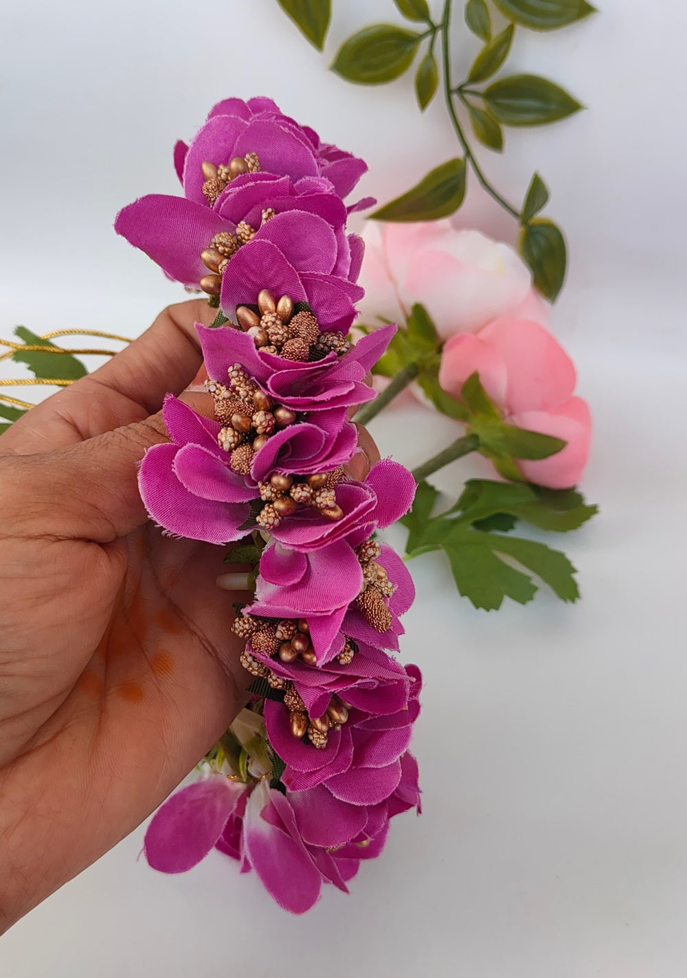 Arificial Purple Orchids Flower Gajra - Distacart