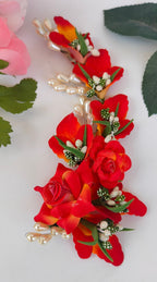 Orange Flower Brooch