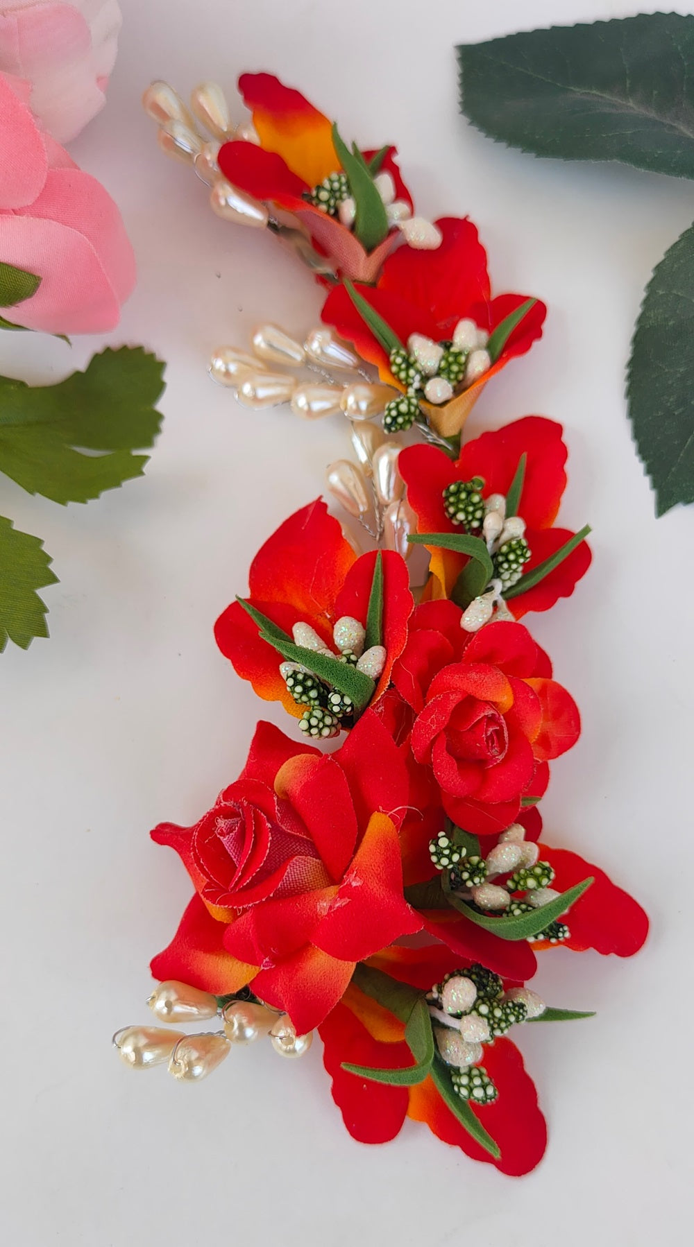 Orange Flower Brooch