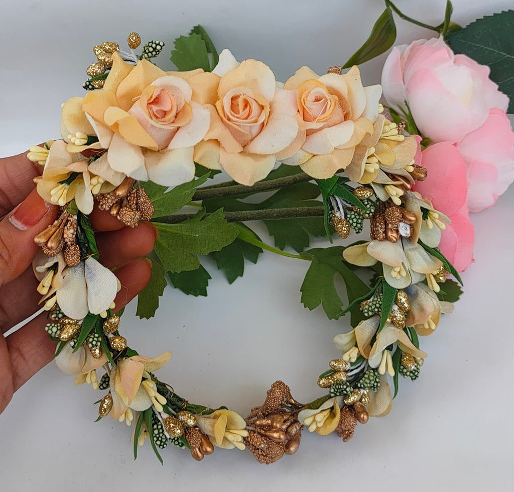 Gold Bridal Flower Hair Gajra - Distacart