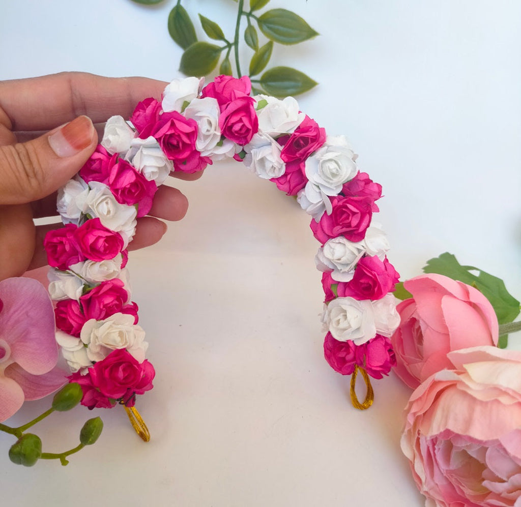 Pink & White Rose Gajra - Distacart