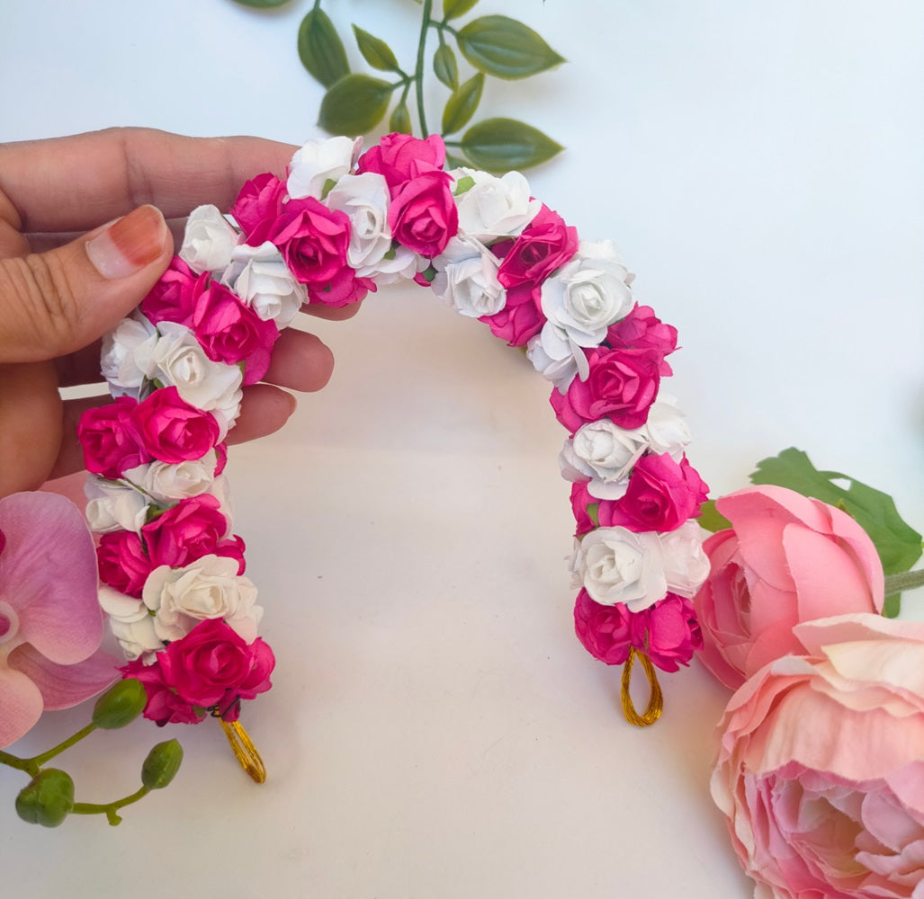 Pink & White Rose Gajra - Distacart