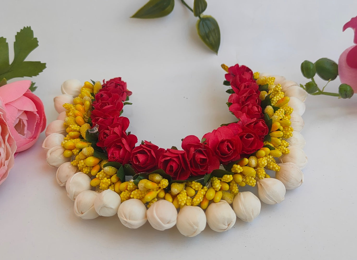 Red & Yellow Flower Hair Gajra - Distacart