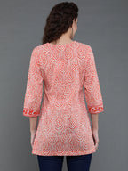 Antaran Orange Pure Cotton Printed Tunic