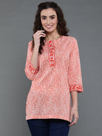 Antaran Orange Pure Cotton Printed Tunic