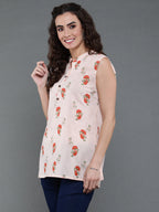 Antaran Peach Pure Cotton Printed Tunic