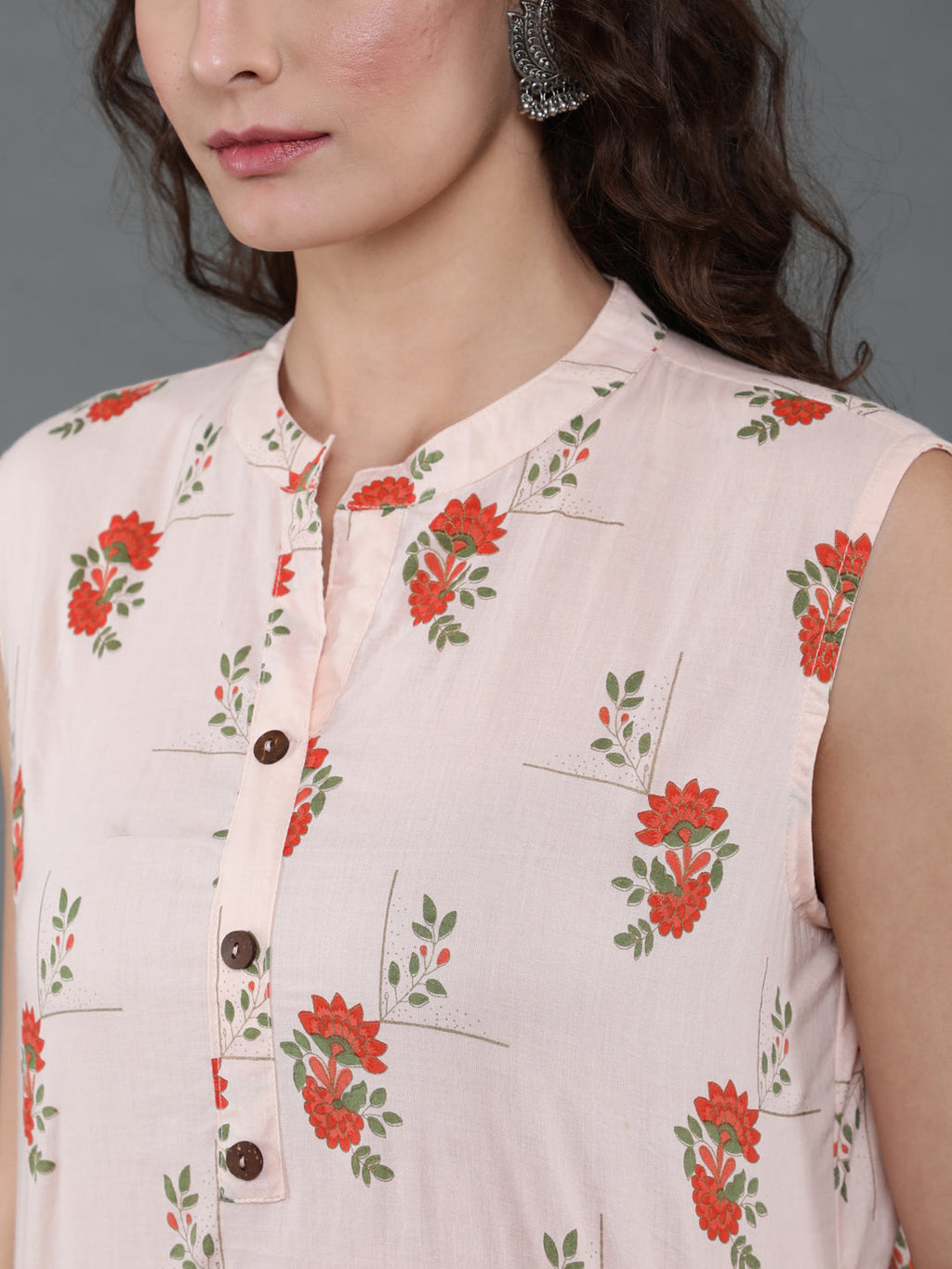 Antaran Peach Pure Cotton Printed Tunic