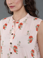 Antaran Peach Pure Cotton Printed Tunic