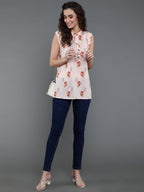 Antaran Peach Pure Cotton Printed Tunic