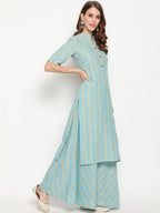 Antaran Blue Cotton Yarn Dyed Striped Kurta - Distacart