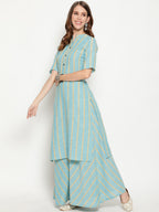 Antaran Blue Cotton Yarn Dyed Striped Kurta - Distacart