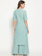 Antaran Blue Cotton Yarn Dyed Striped Kurta - Distacart