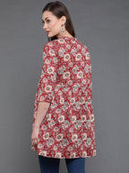 Antaran Maroon Pure Cotton Floral Printed Tunic