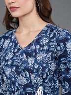 Antaran Blue Pure Cotton Flared Hand Embroidered Tunic