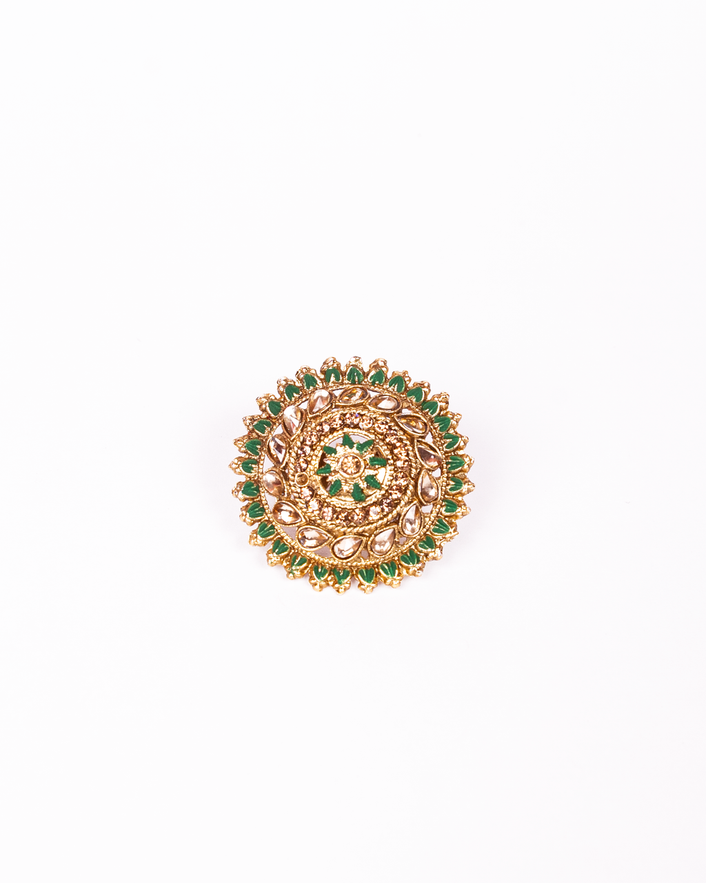 Gold-Polished Alloy Ethnic Designer Cocktail Ring - The Pari