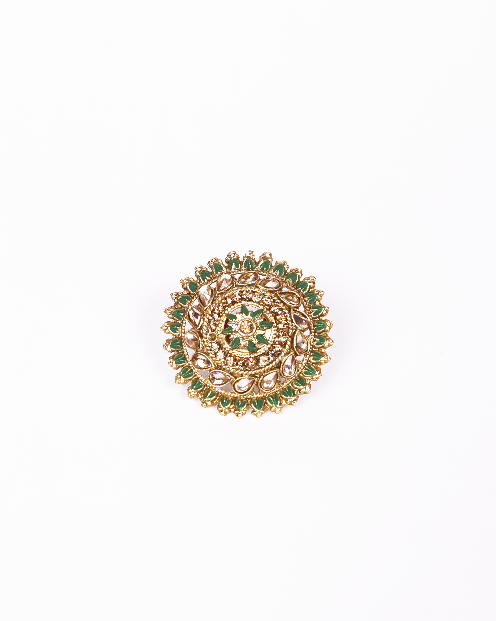 Gold-Polished Alloy Ethnic Designer Cocktail Ring - The Pari