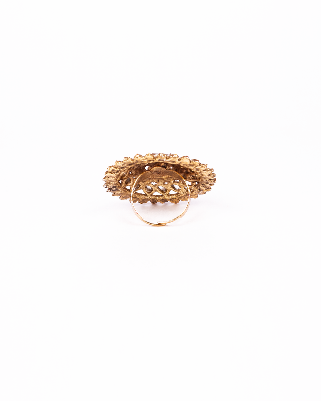 Gold-Polished Alloy Ethnic Designer Cocktail Ring - The Pari
