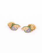 Gold-Plated Alloy Enamel & Stone Studded Jhumki Earrings - The Pari - Distacart