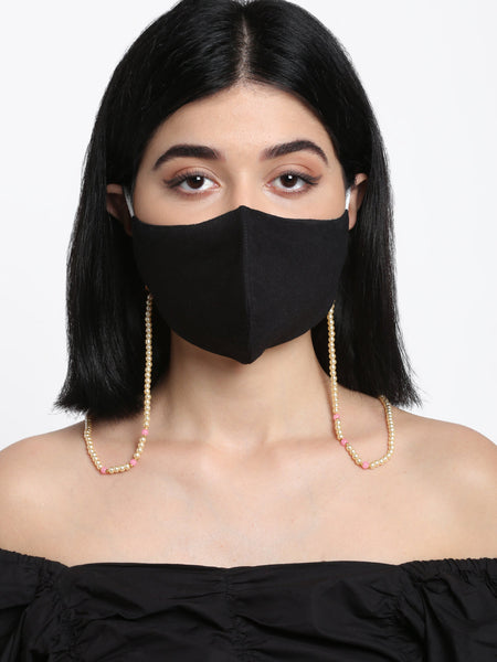 Stone And Gold-Polished Mask Chain - Ruby Raang