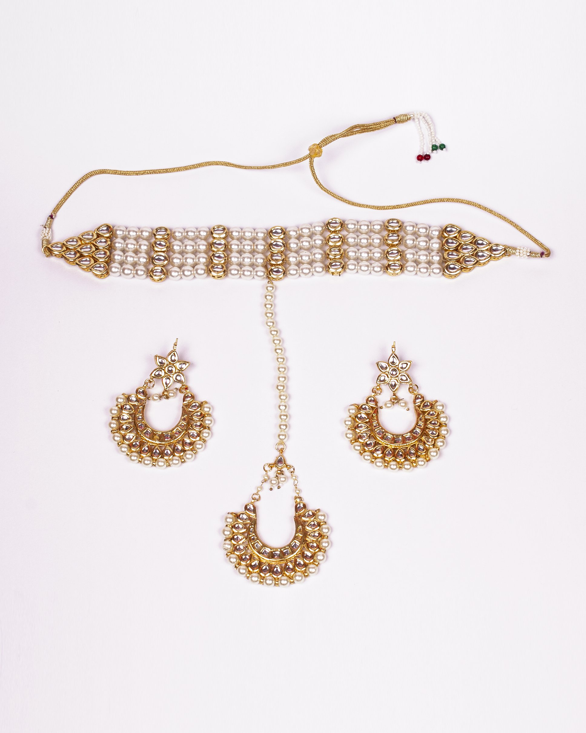 Gold-Polished Alloy Pearl And Kundan Choker Necklace Set - The Pari