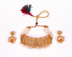 Gold-Polished Alloy Designer Pearl And Alloy Choker Necklace - The Pari