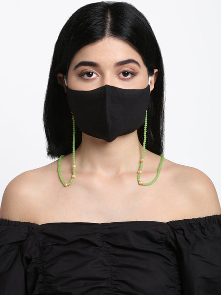 Stone And Gold-Polished Mask Chain - Ruby Raang