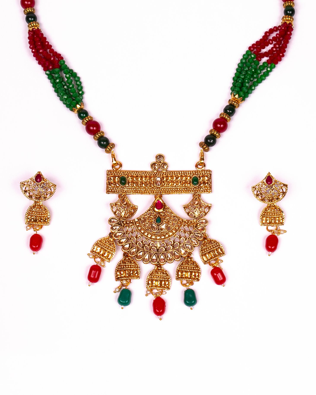 Gold-Polished Alloy Pearl And Beads Mala Pendant Set - The Pari