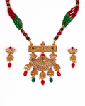 Gold-Polished Alloy Pearl And Beads Mala Pendant Set - The Pari